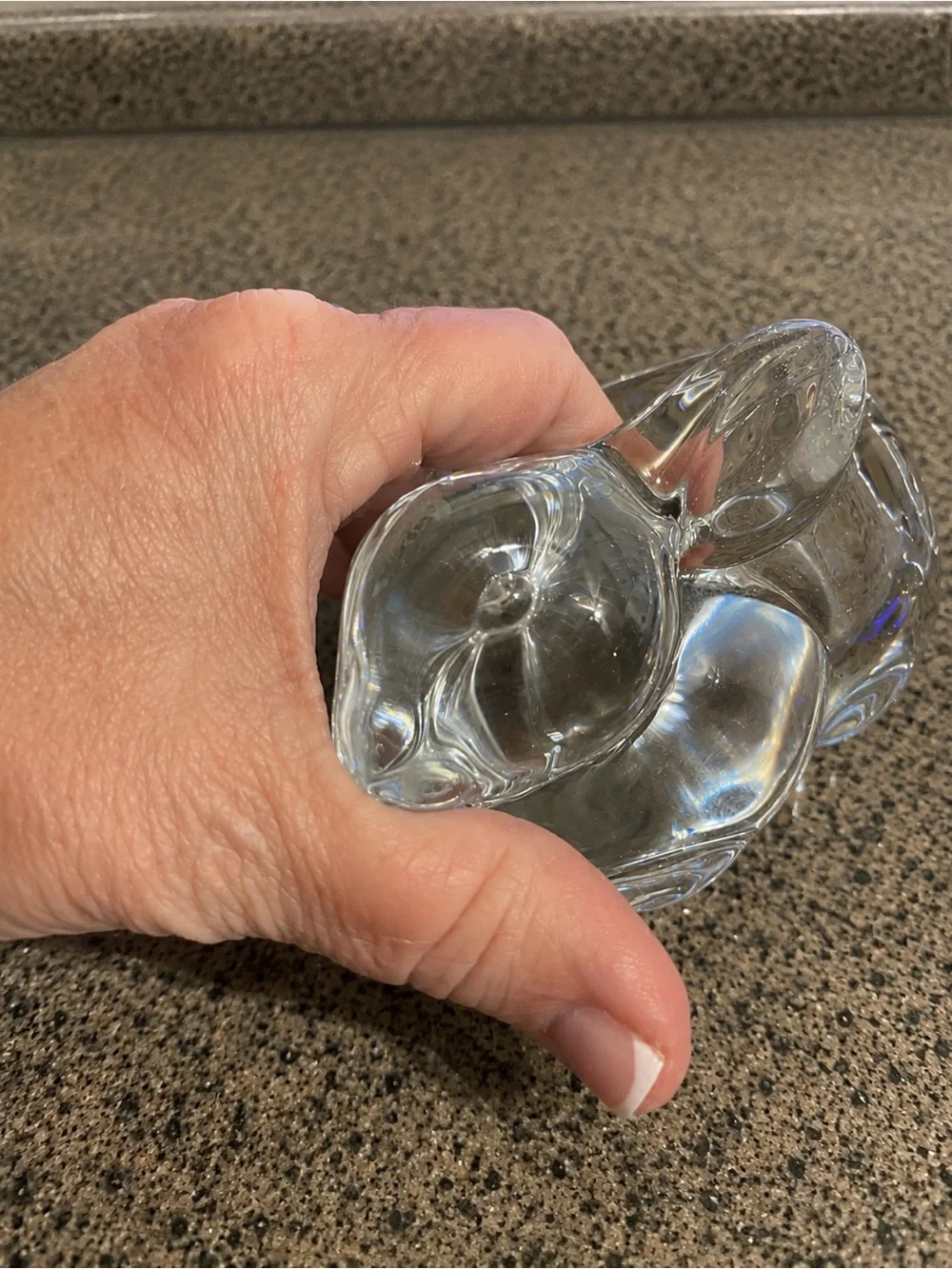 Vintage Heavy Clear Art Glass Votive Candle Holder | Sculptural Glass Tea Light